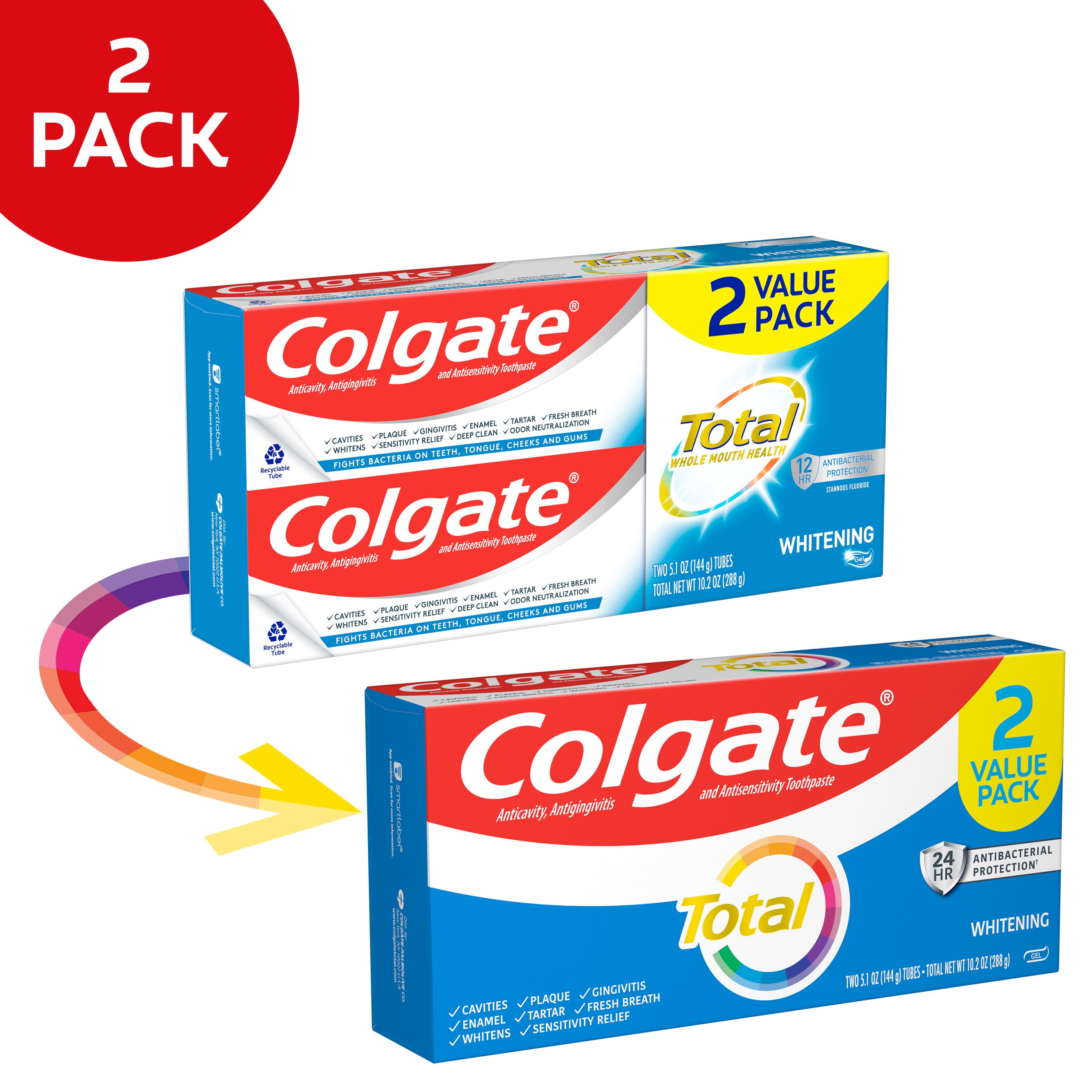 Colgate Total Whitening Toothpaste Gel Mint 2 Pack 5 1 Oz Tubes Colgate Total Whitening Toothpaste Gel Mint 2 Pack 5 1 Oz Tubes