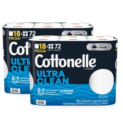 Cottonelle Ultra Clean Bath Tissue, 1-Ply, 312 Sheets, 36 Rolls