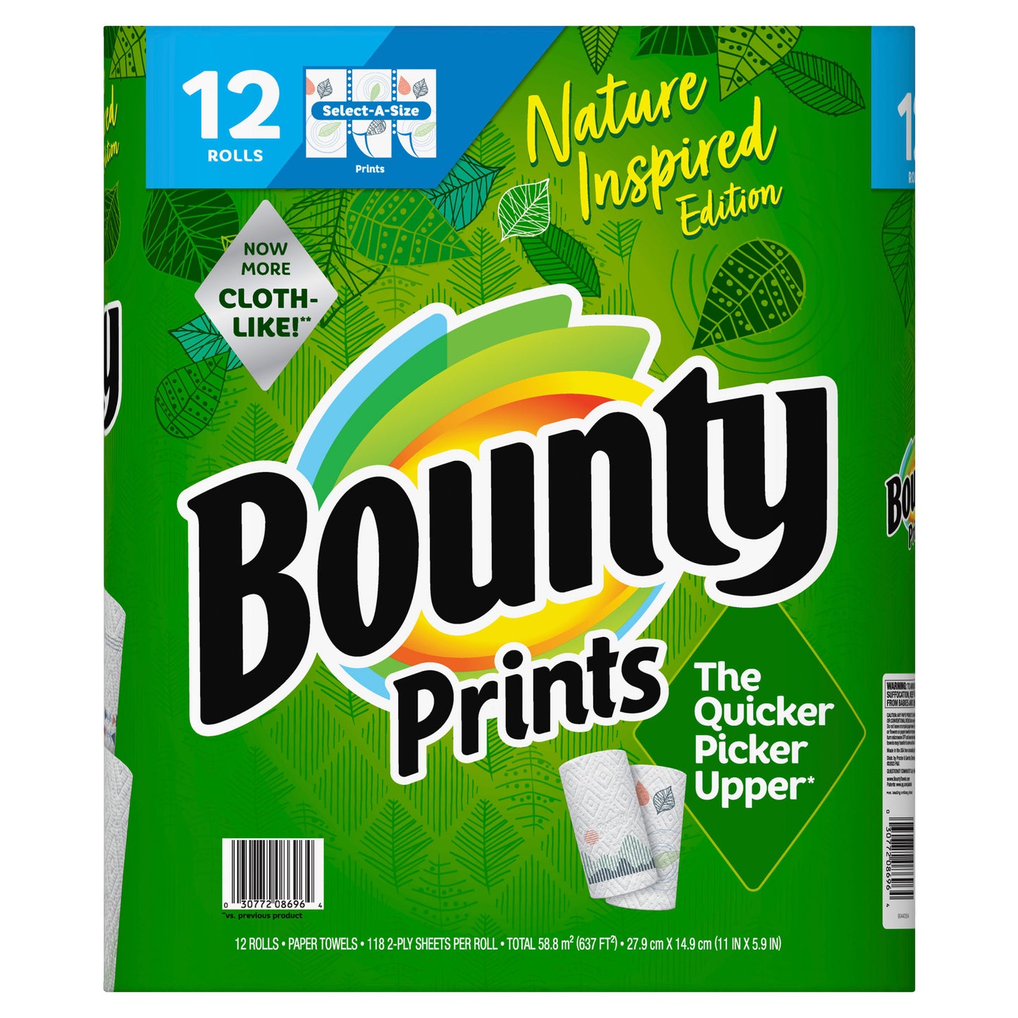 Bounty Prints Paper Towels, 2-Ply, 118 Sheets, 12-Count